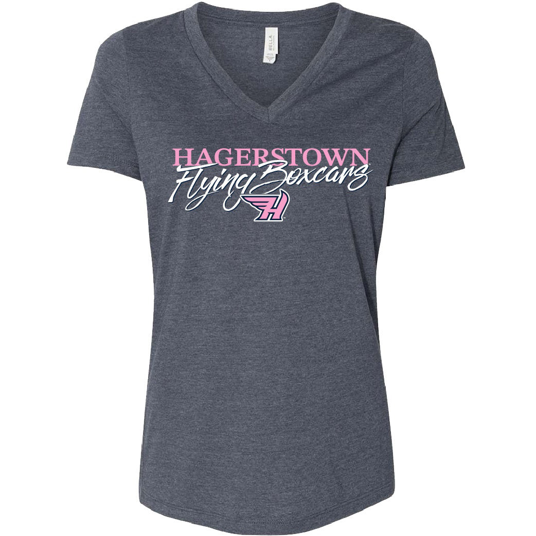 Ladies Herringbone V-Neck