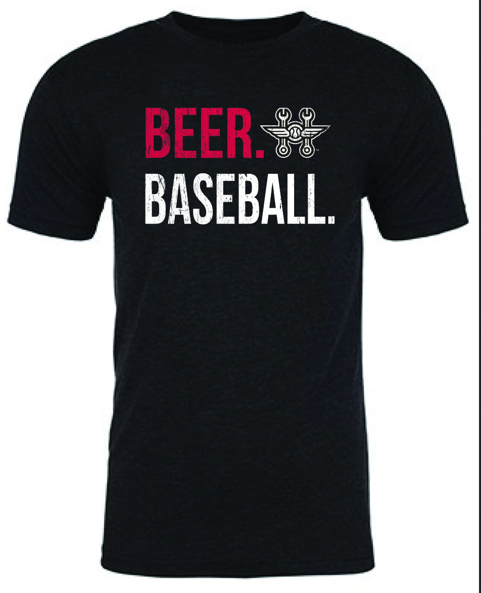 Men's Black Beer Baseball T-Shirt