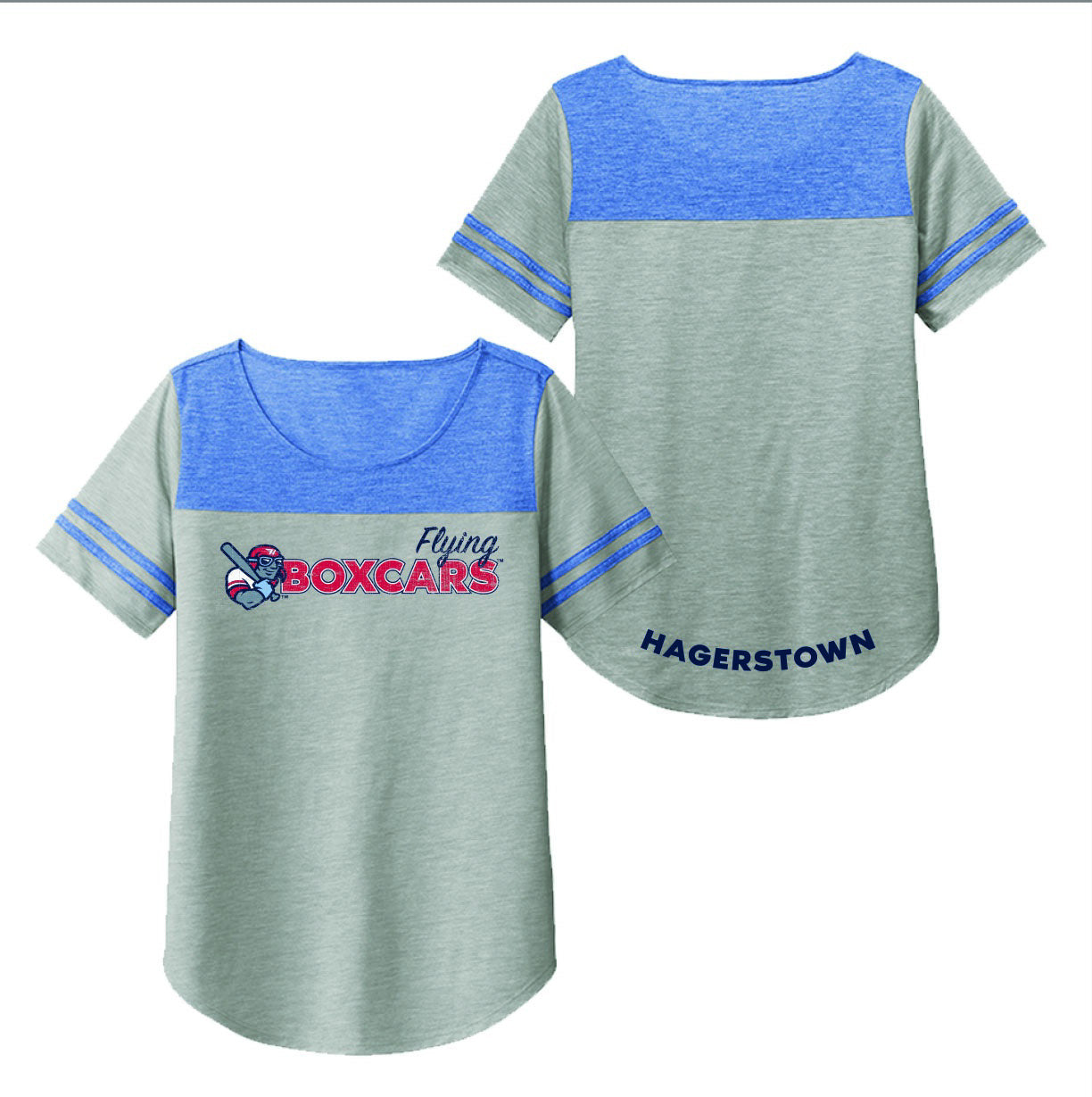 Ladies Gray / Blue Fan Tee